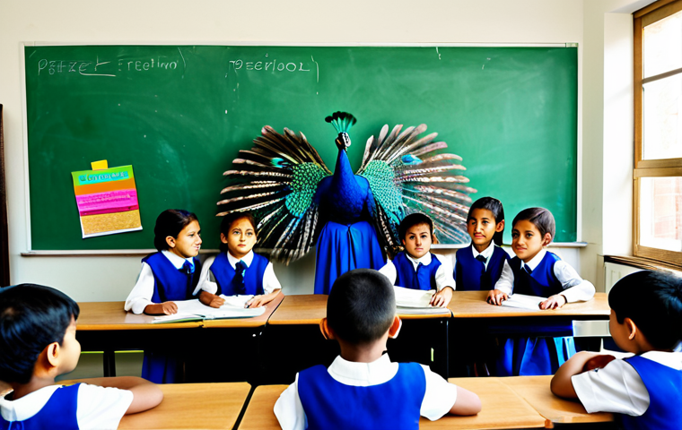 공작새 깃털 발달 과정 - **Subject:** A scientist studying peacock feathers in a laboratory setting.
    **Clothing/Environme...